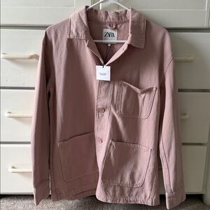 NWT. ZARA Dusty Rose Button-Front Utility Jacket